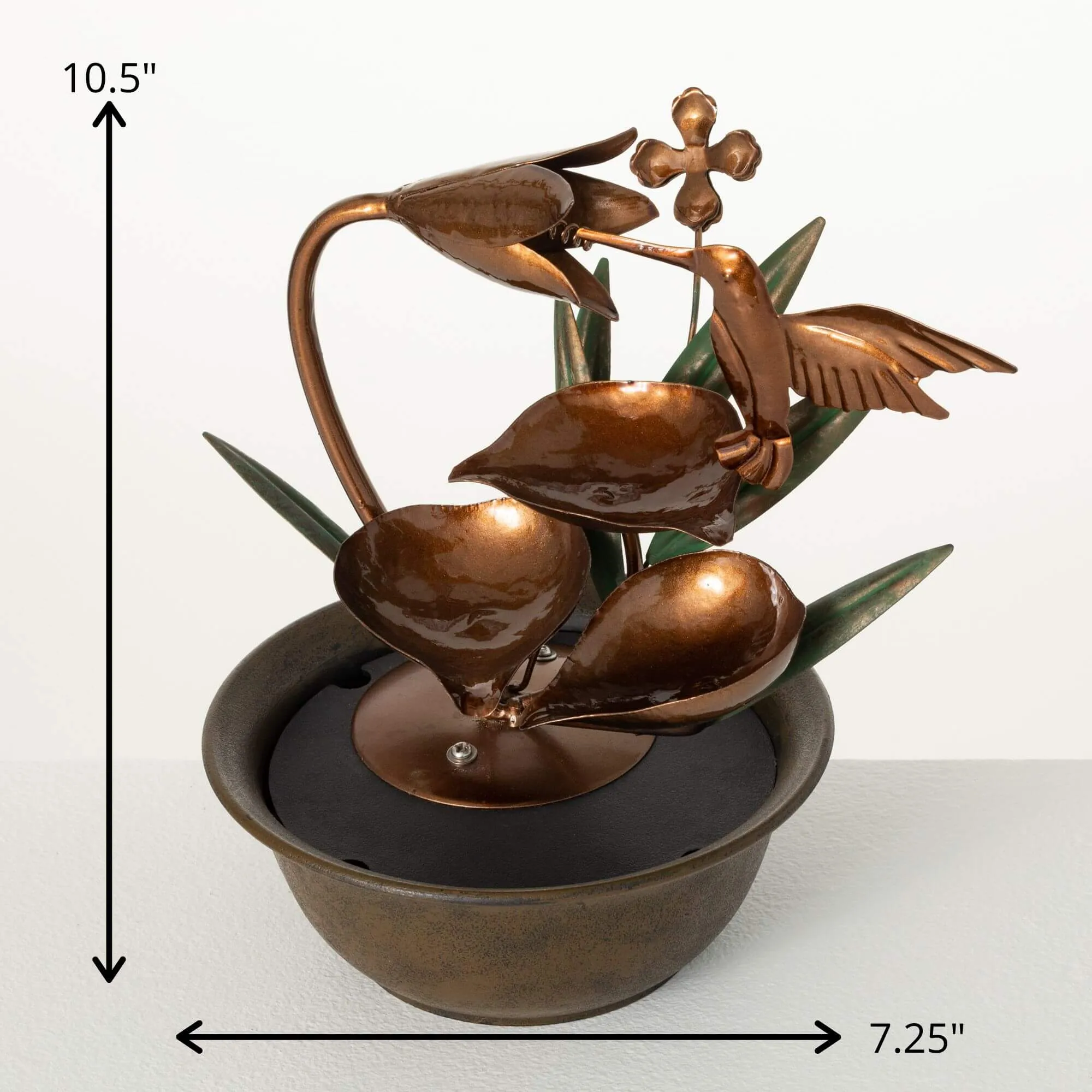 10.5"H Sullivans Copper Hummingbird Fountain, Multicolored