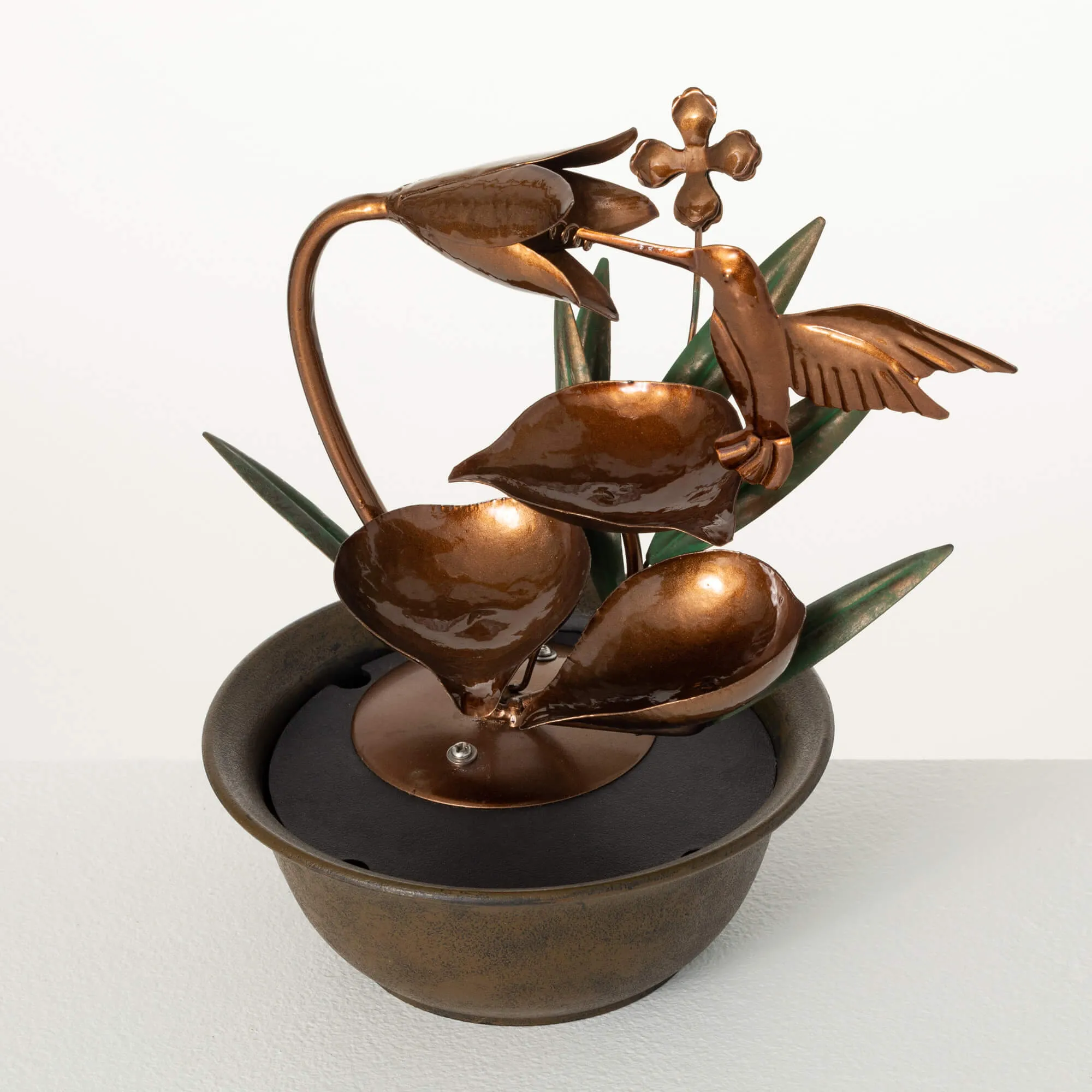 10.5"H Sullivans Copper Hummingbird Fountain, Multicolored