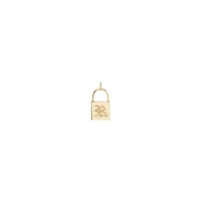 14k Old English Initial Letter Small Padlock Charm