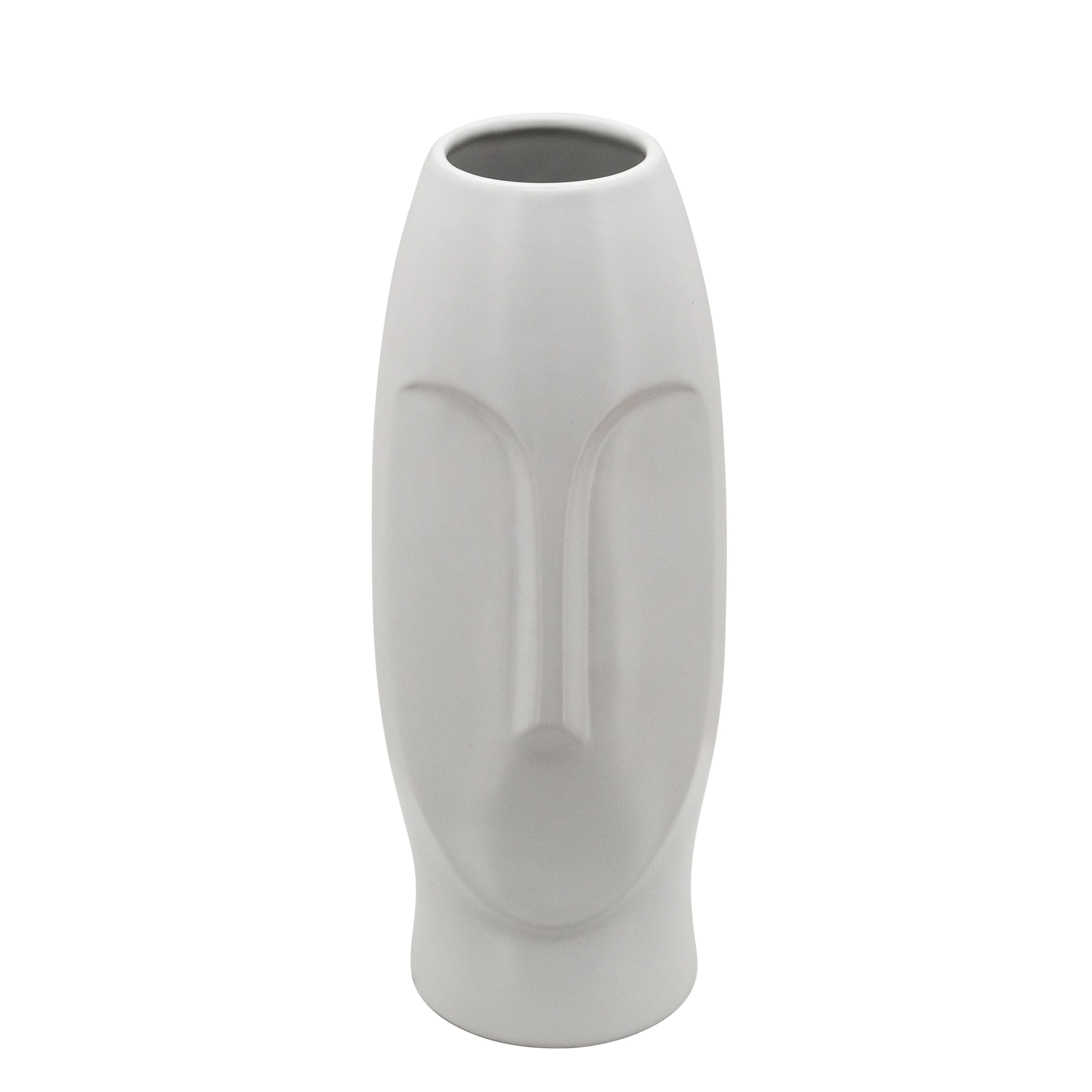 14"H FACE VASE, WHITE