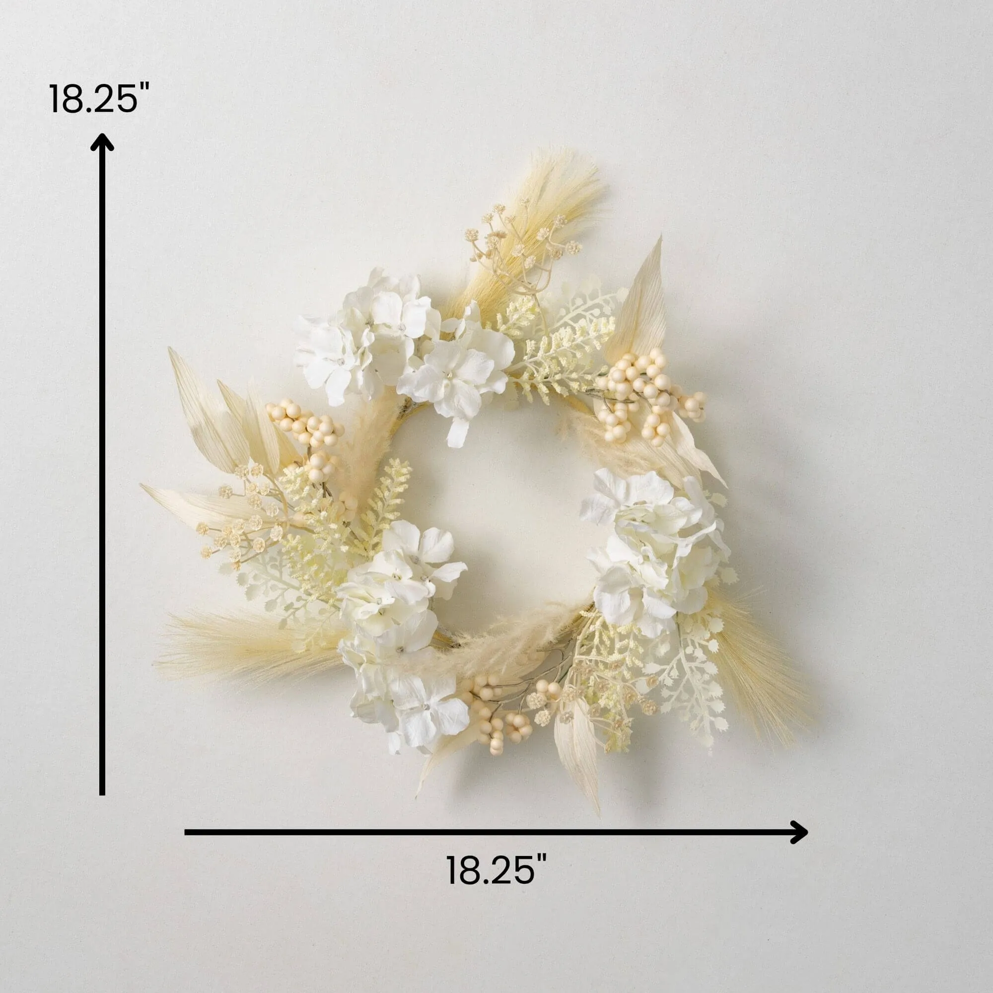 18.25"H Sullivans Hydrangea Pampas Small Wreath, Cream