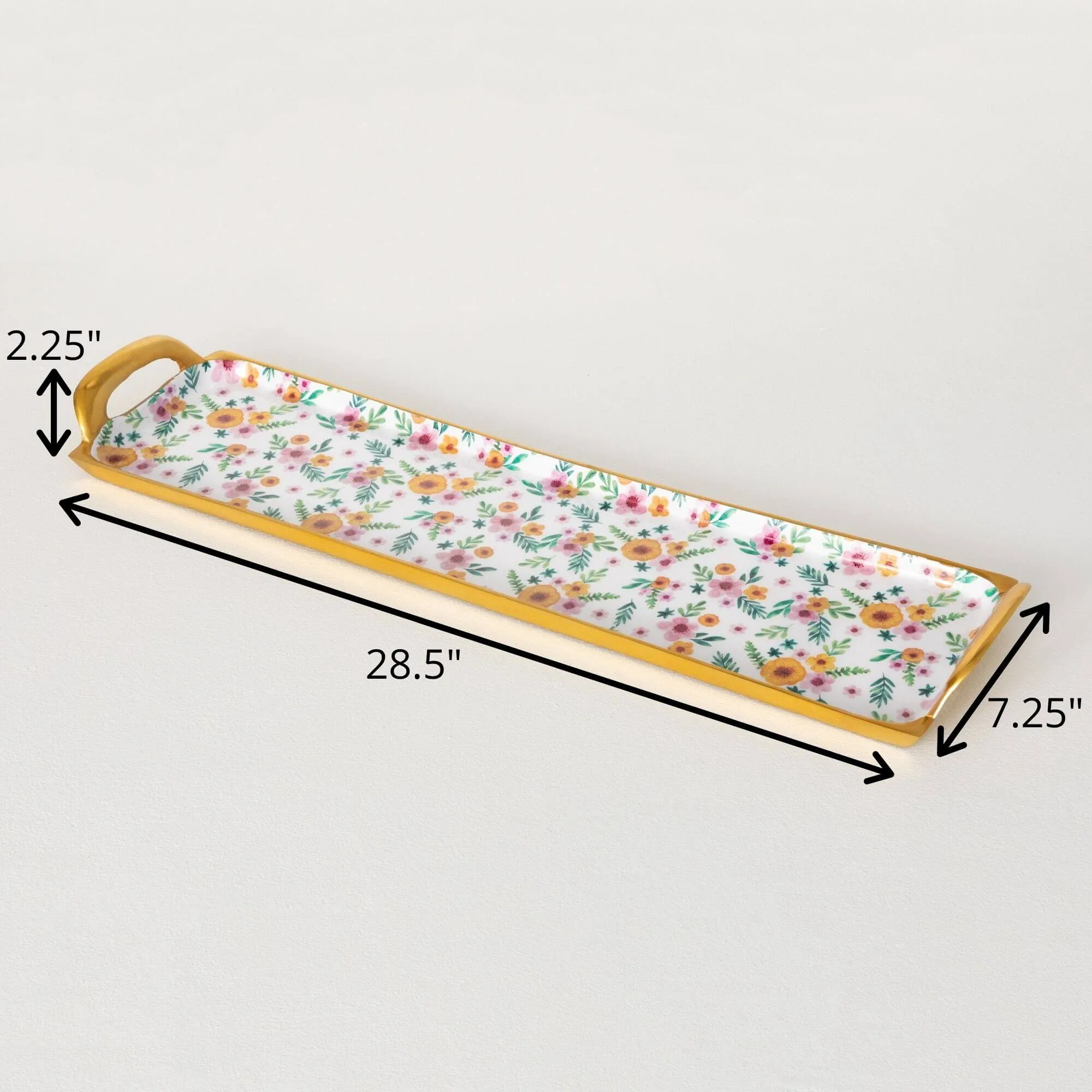 2.25"H Sullivans Floral Long Metal Serving Tray, Multicolored