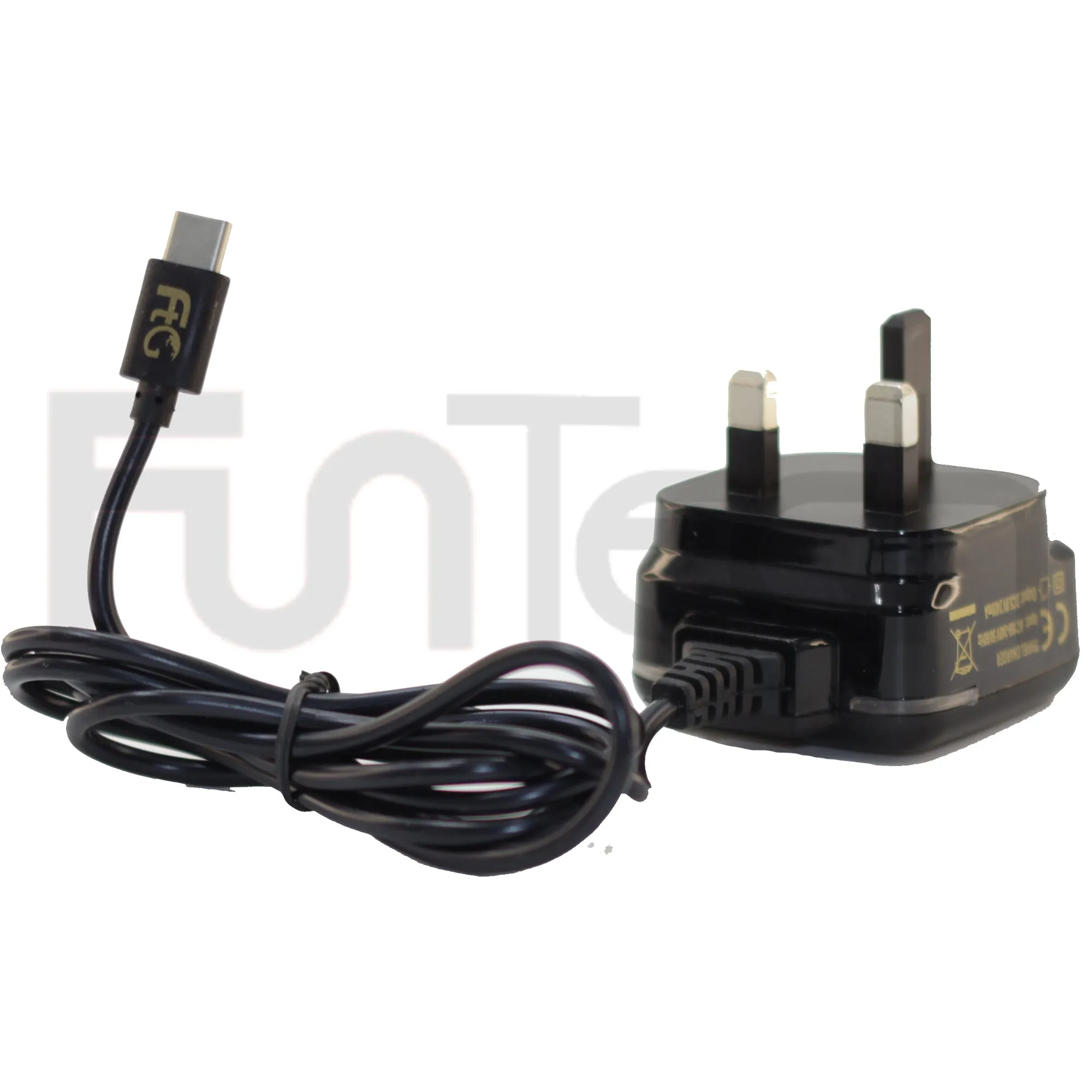 2.4 A, Travel Charger, 1.2 M Cable, UK Plug Black,Type C