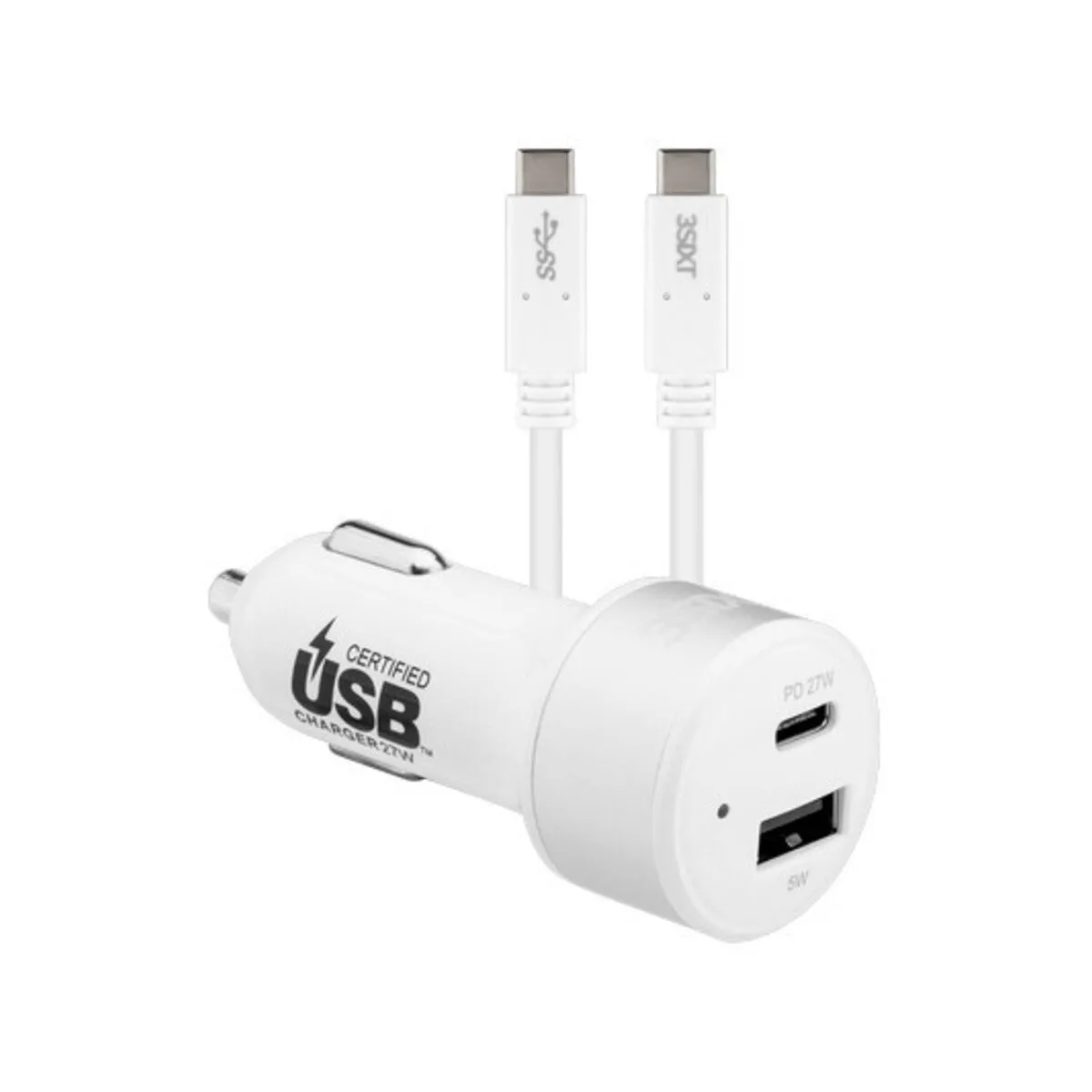 3sixT Car Charger 27W USB-C PD   USB-C/C Cable 1m