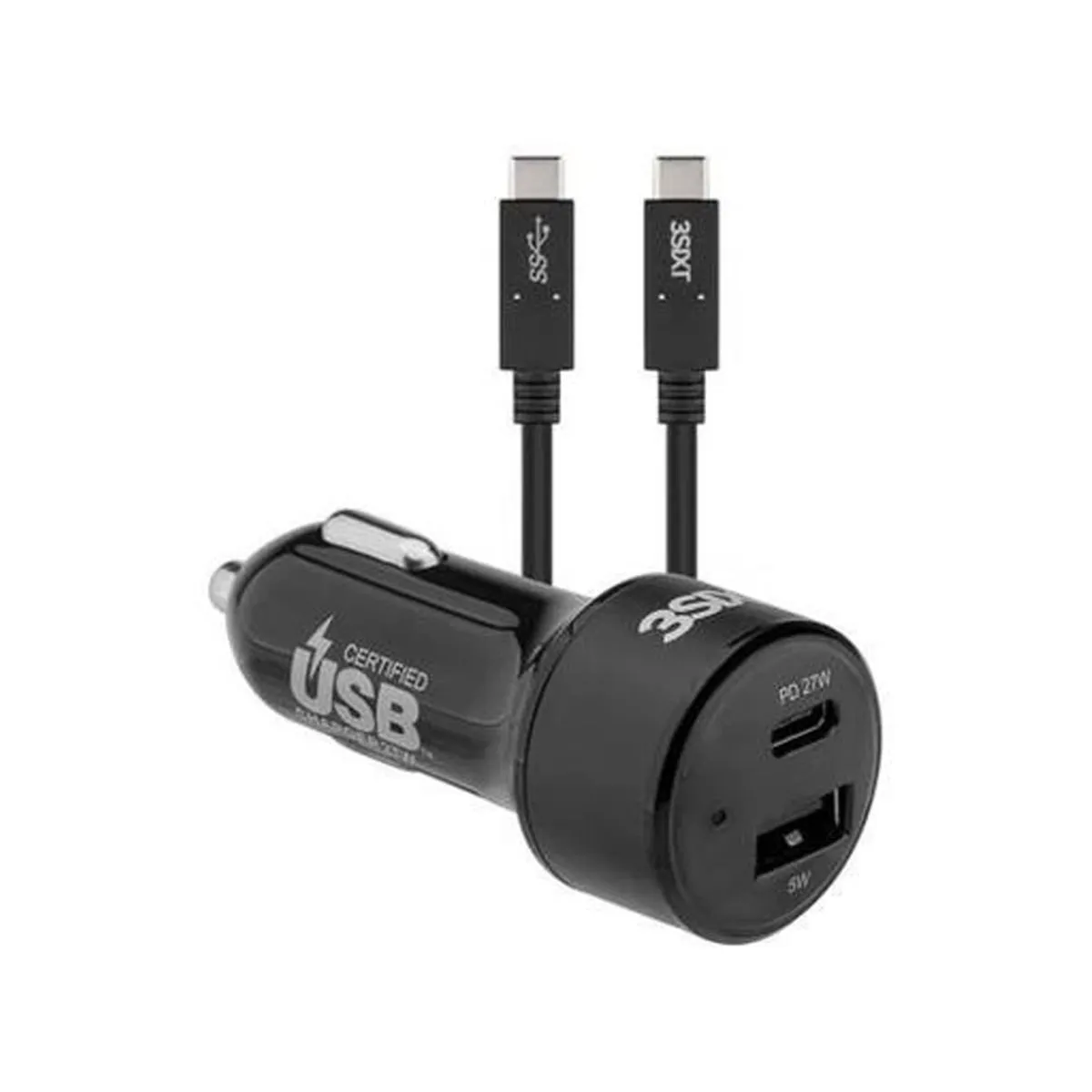 3sixT Car Charger 27W USB-C PD   USB-C/C Cable 1m