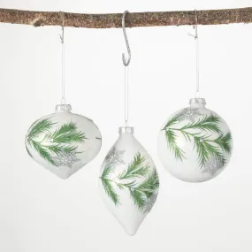 6"H, 4"H and 4"H Sullivans Botanical Drop Ornament - Set of 3, Green Christmas Ornaments