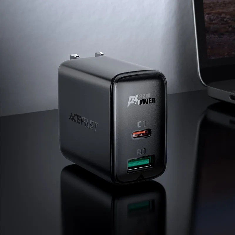 ACEFAST A7 PD 32W (USB-C USB-A) DUAL PORT CHARGER - BLACK