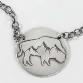 Alpine Buffalo on Disk Necklace