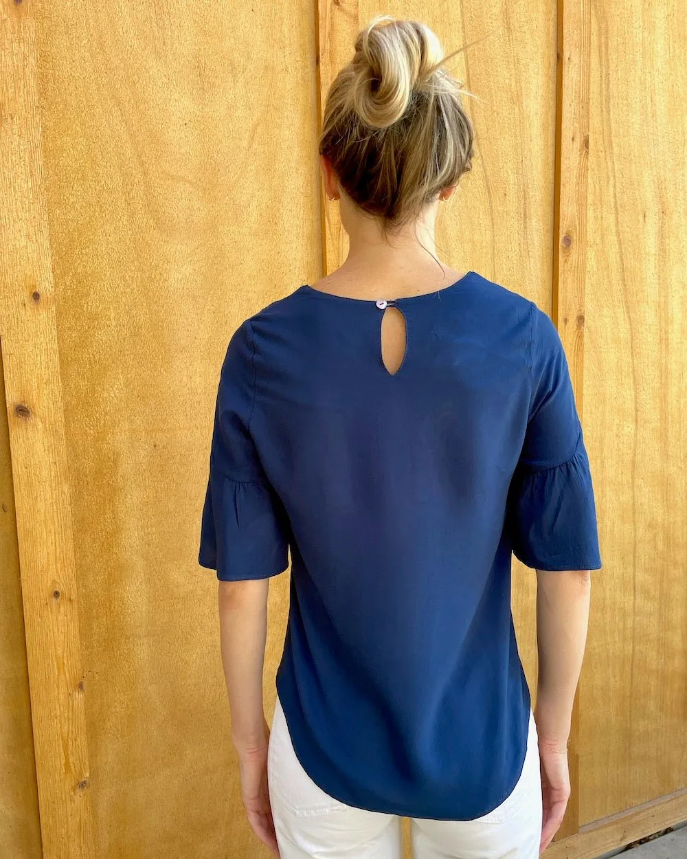 Angelina Navy Blouse