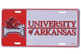 Arkansas Razorbacks Game Day Outfitters White Red Metal License Plate