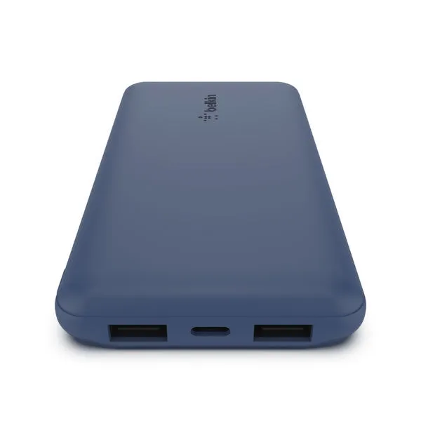 BELKIN BOOSTCHARGE 10 000 Mah Power Bank with USB-C 15W, Dual USB-A, 15cm USB-A to C Cable - Blue