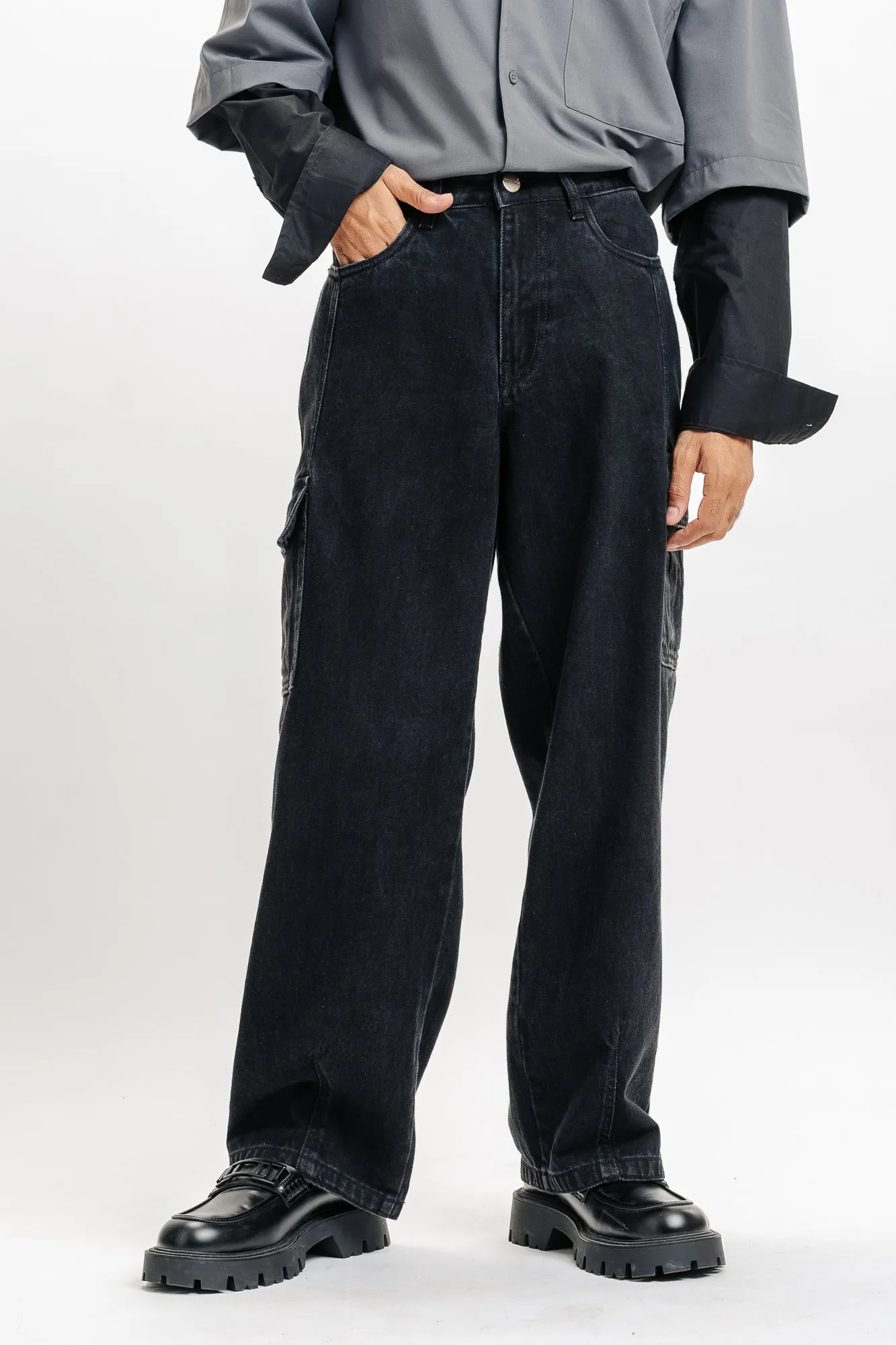 Black Men's Urban Cargo Jeans