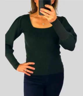 Black Square Neck Jumper