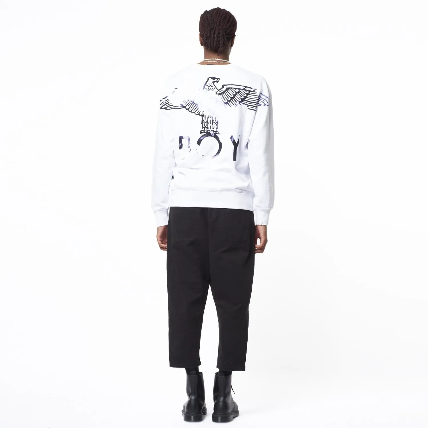 BOY EAGLE FLOCK SWEATSHIRT - WHITE