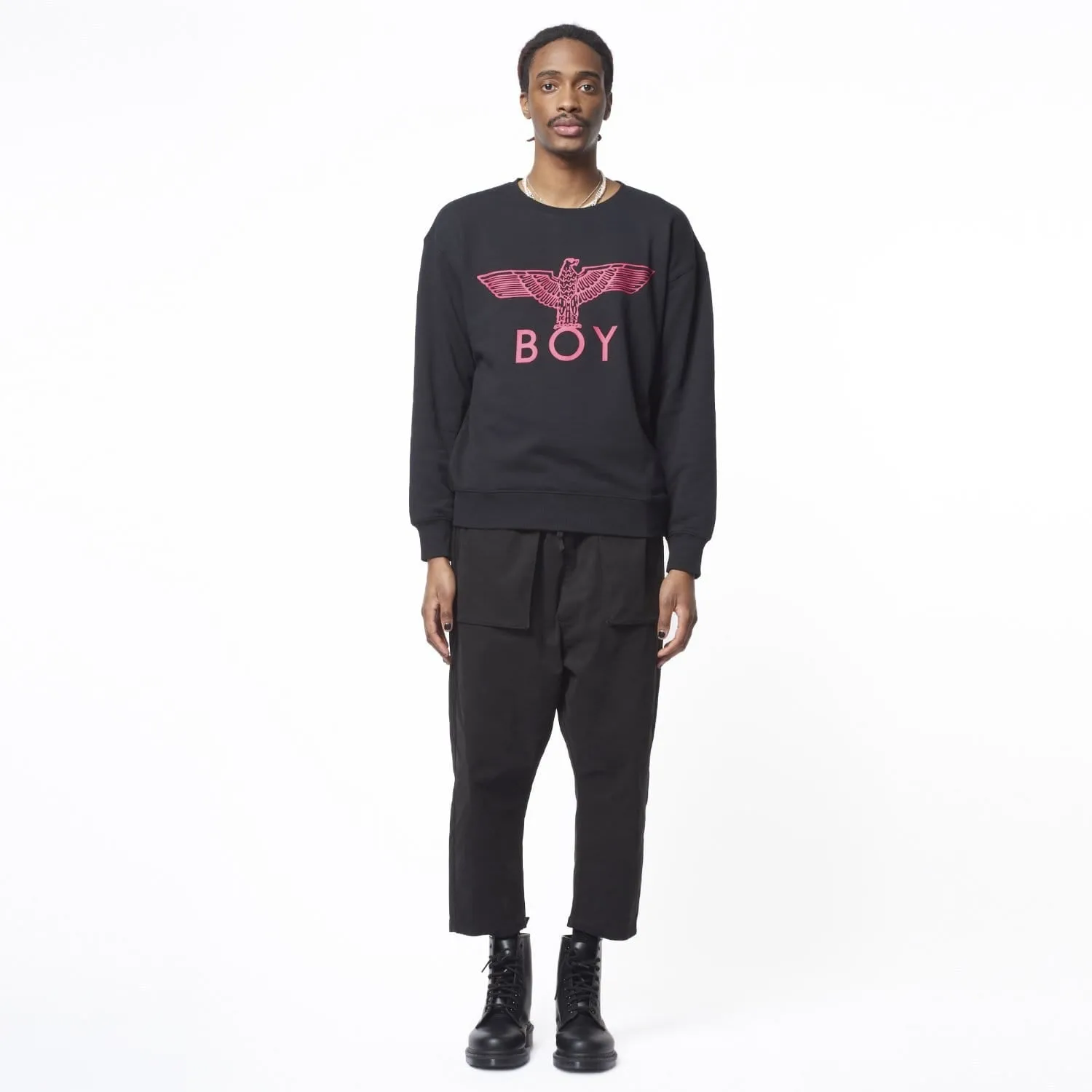 BOY EAGLE SWEATSHIRT - BLACK/PINK