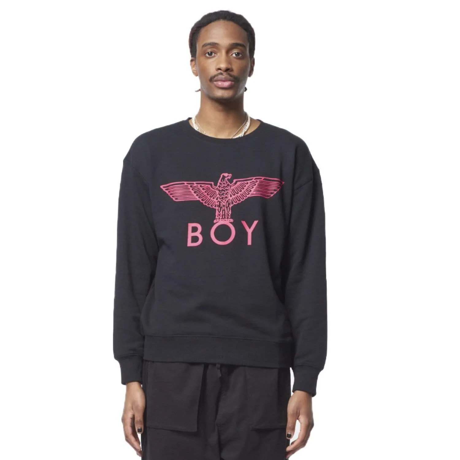 BOY EAGLE SWEATSHIRT - BLACK/PINK