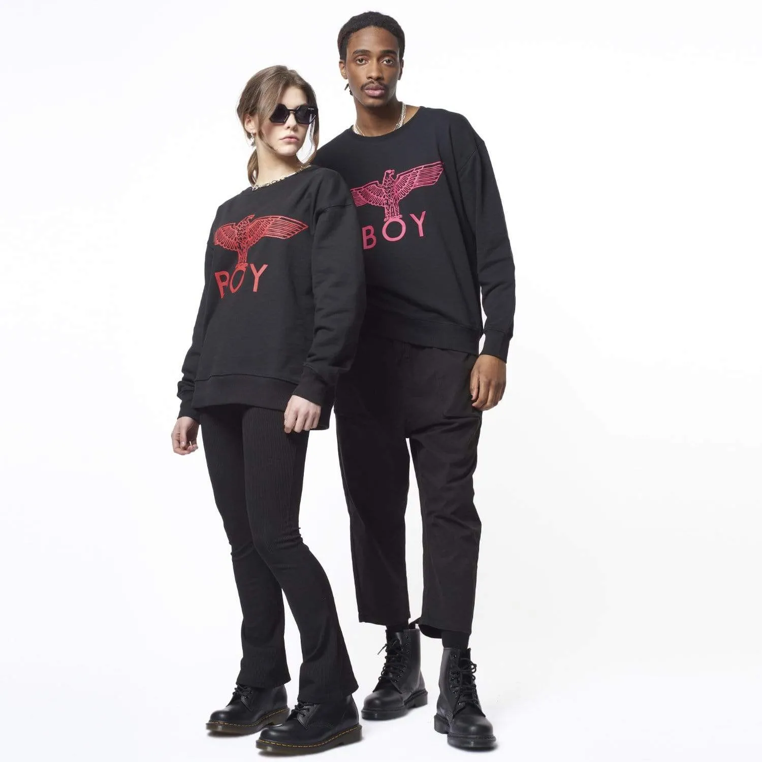 BOY EAGLE SWEATSHIRT - BLACK/PINK