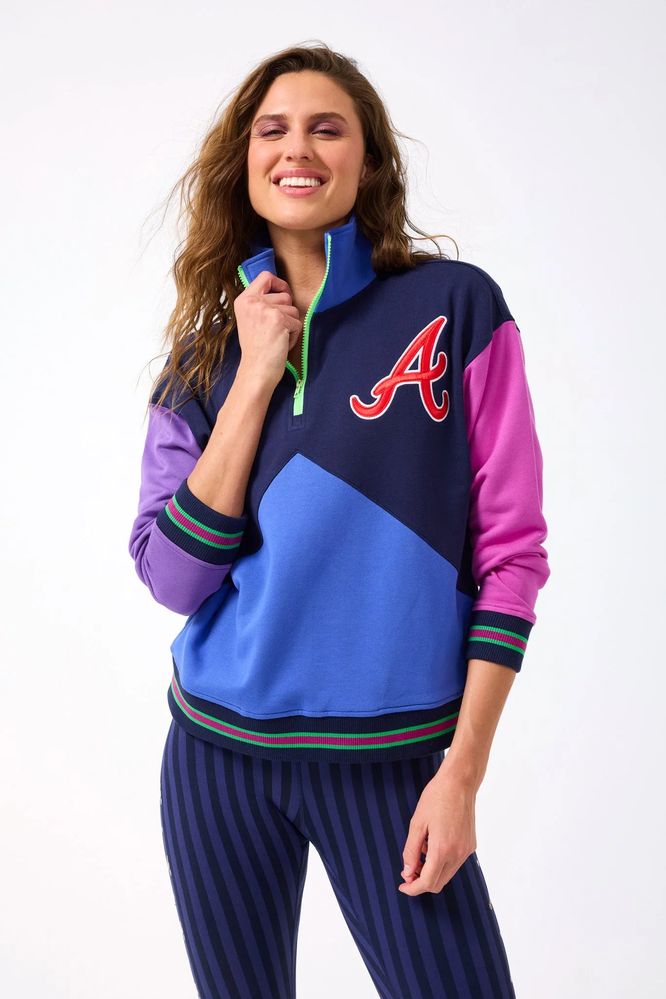 Braves Colorblock Quarter Zip Sweatshirt in Fashion Colors