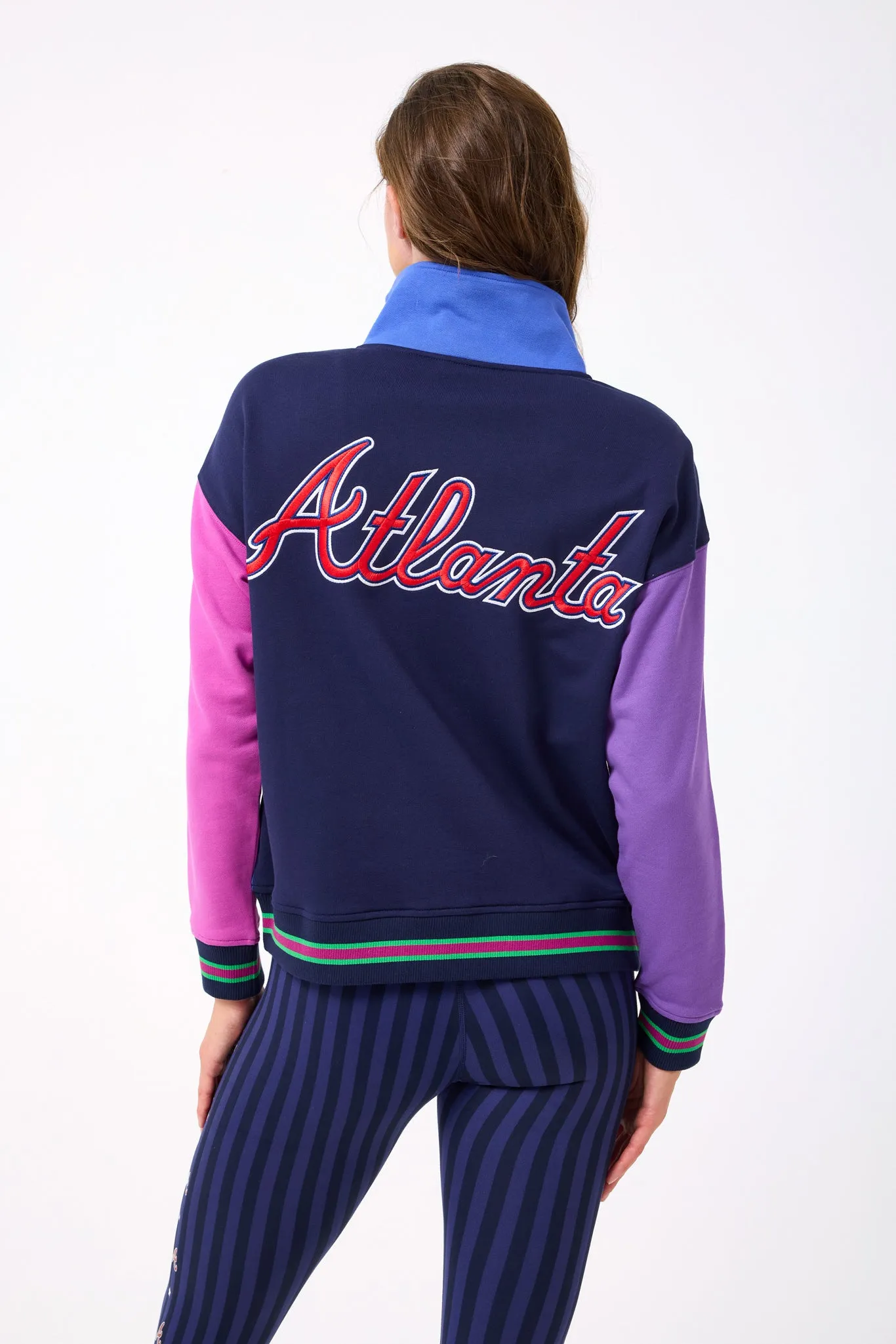 Braves Colorblock Quarter Zip Sweatshirt in Fashion Colors