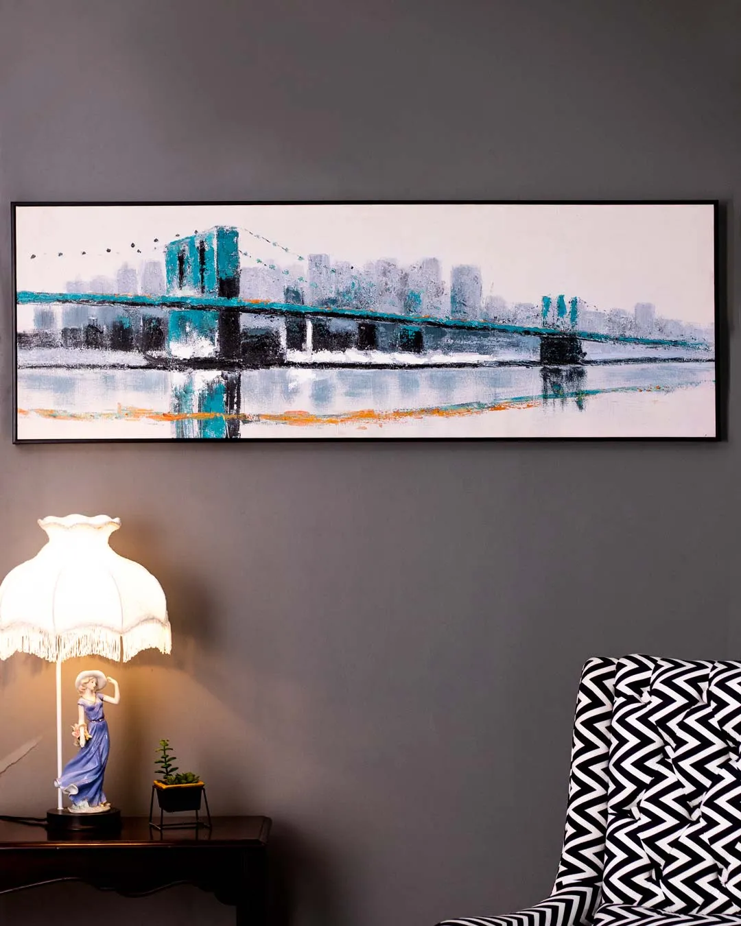 Brooklyn Bridge Semi Hand-made Wall Art - 60*21 Inch