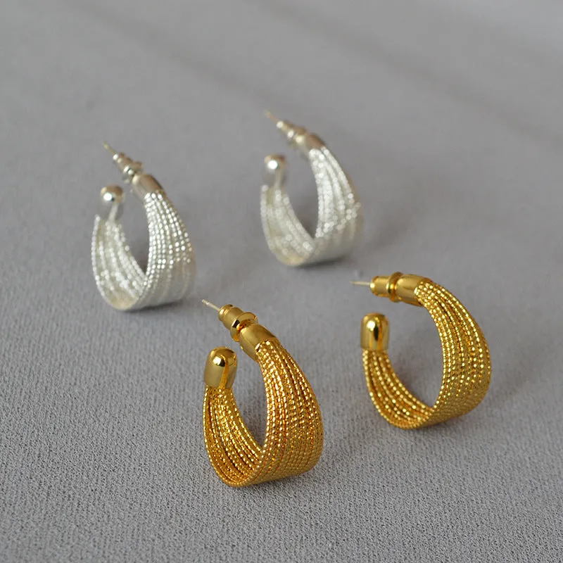 C Shape Shine Lace Earrings