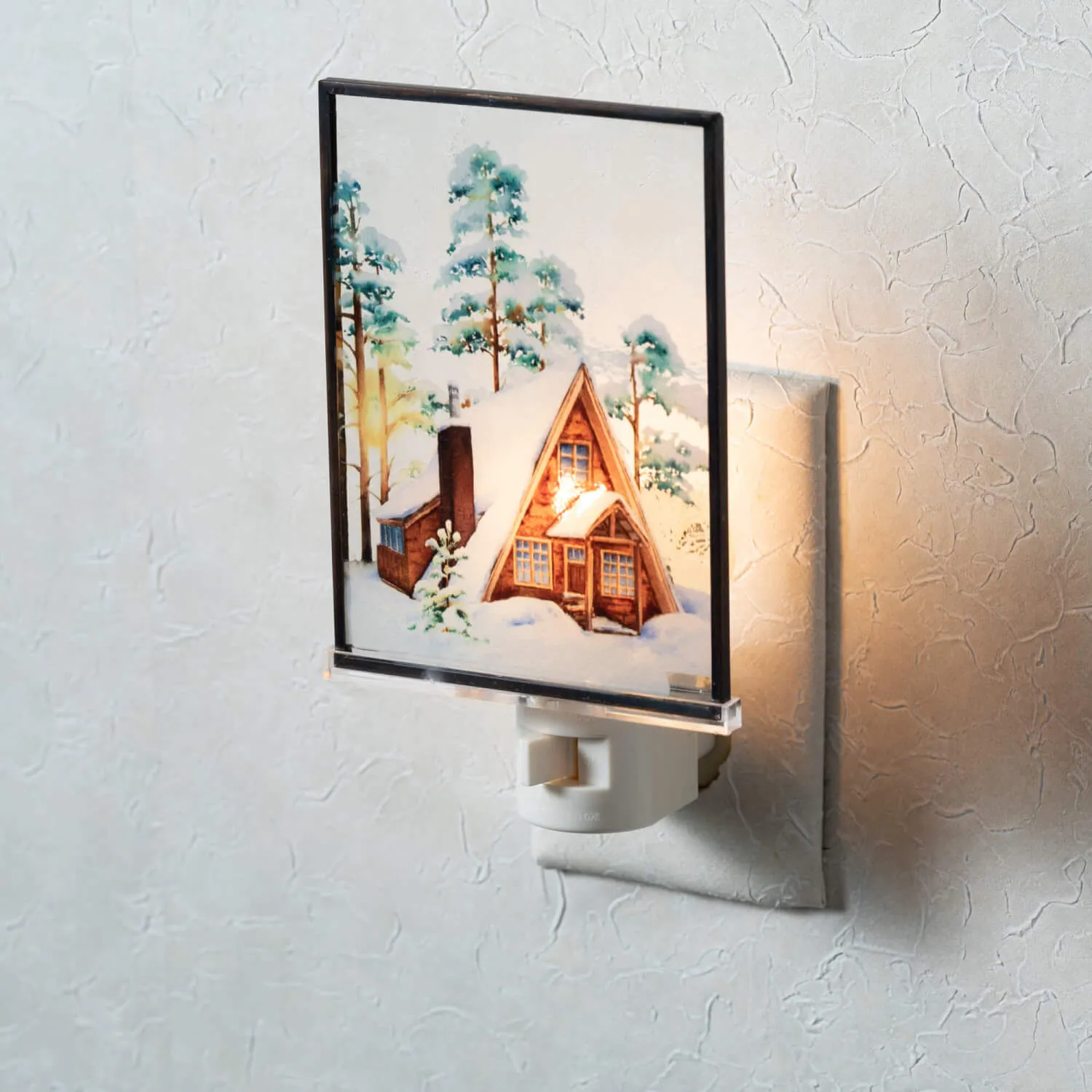 Cabin Scene Nightlight Multicolor 6.25"H Glass