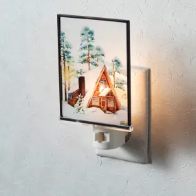 Cabin Scene Nightlight Multicolor 6.25"H Glass