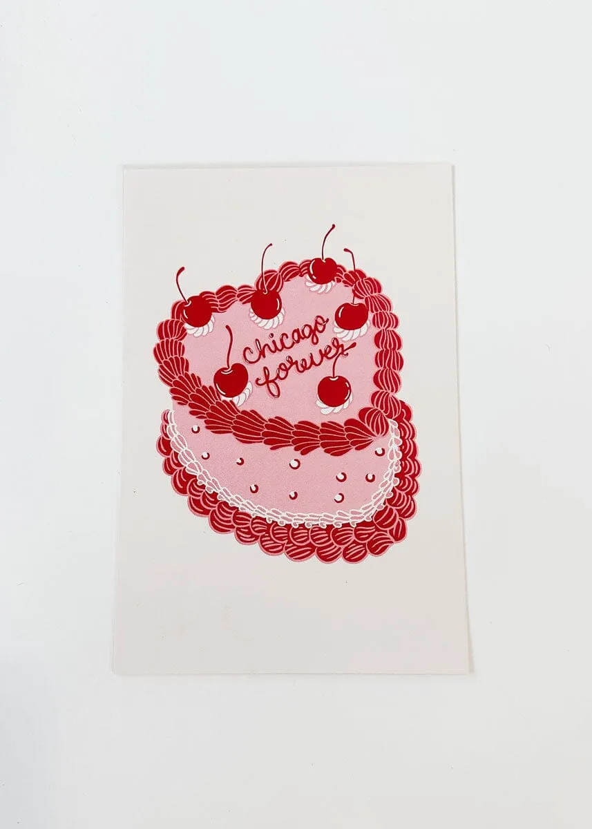 Chicago Forever Cake Postcard