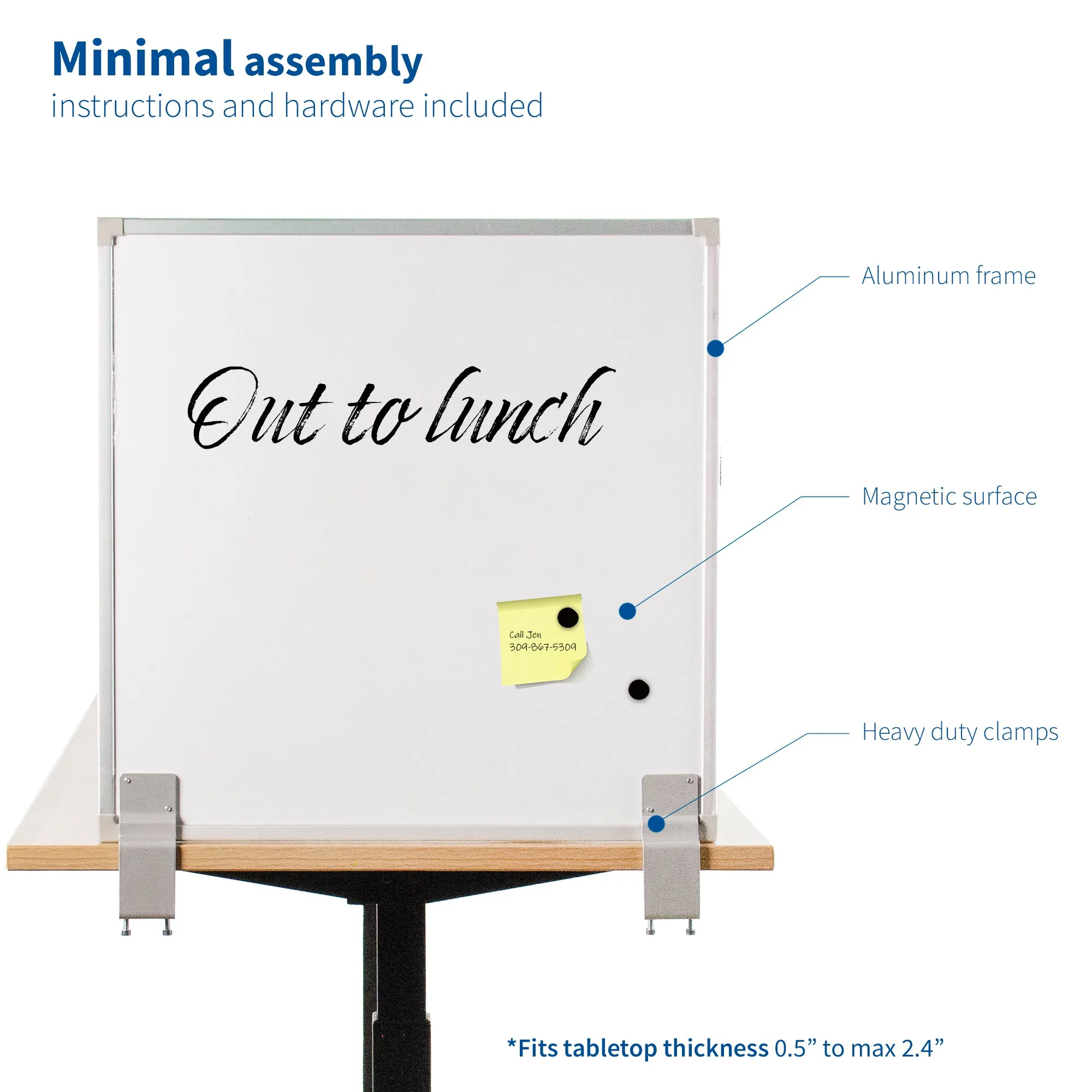 Clamp-on 24” Whiteboard