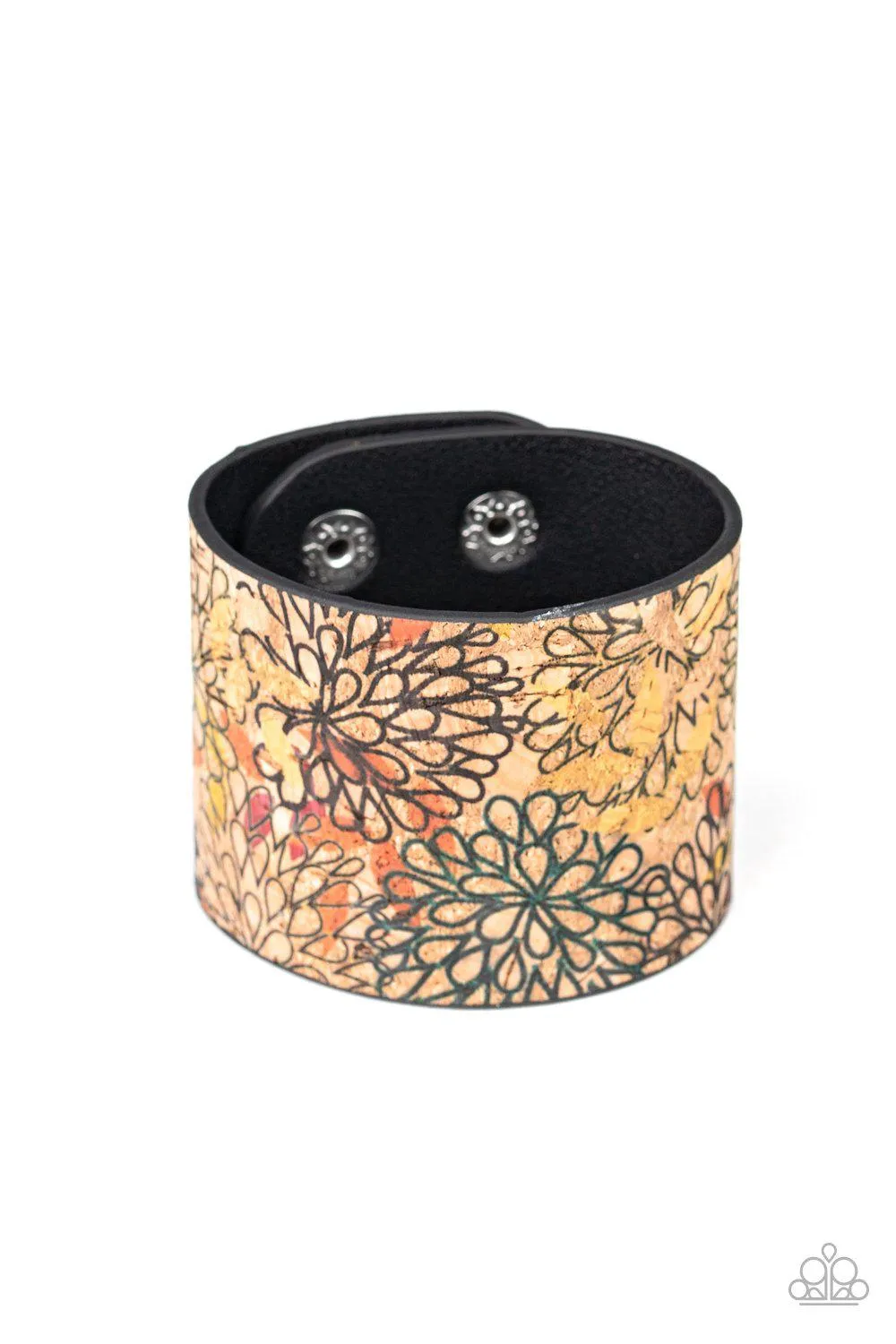 Cork Culture Multi Flower Urban Wrap Snap Bracelet - Paparazzi Accessories