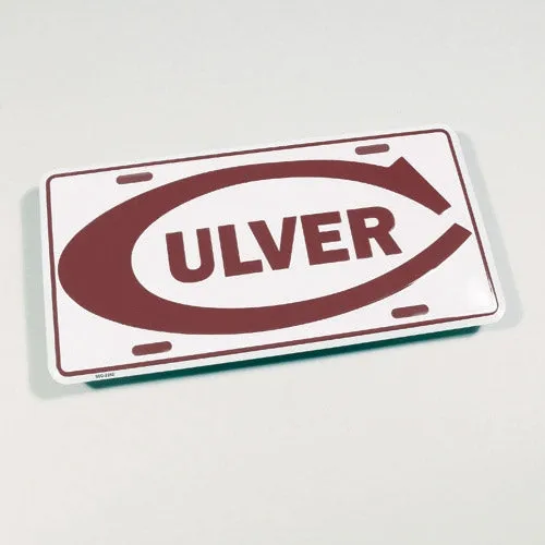 Culver "C" License Plate - White with Maroon Culver C