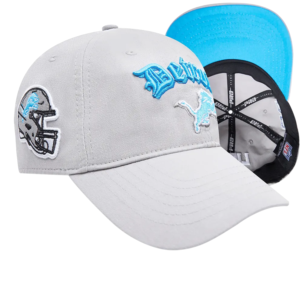 DETROIT LIONS OLD ENGLISH DAD HAT (GRAY)