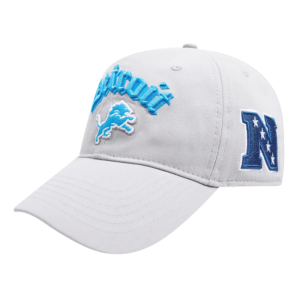 DETROIT LIONS OLD ENGLISH DAD HAT (GRAY)