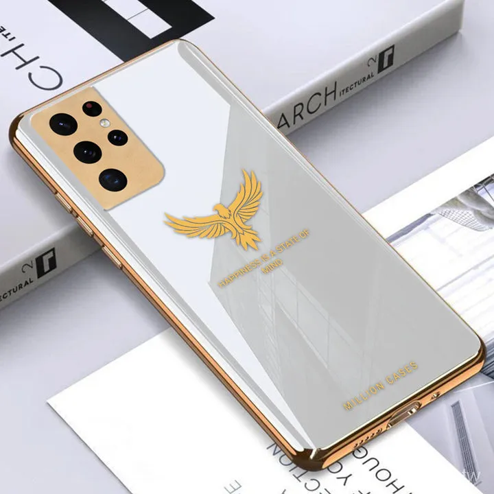 Eagle Pattern Electroplating Glass Case - Samsung