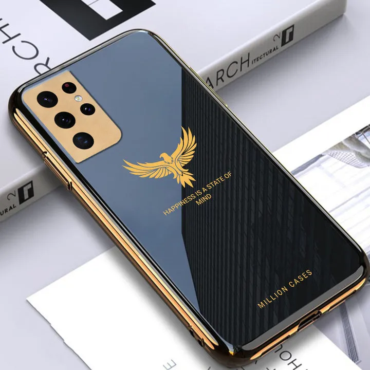 Eagle Pattern Electroplating Glass Case - Samsung