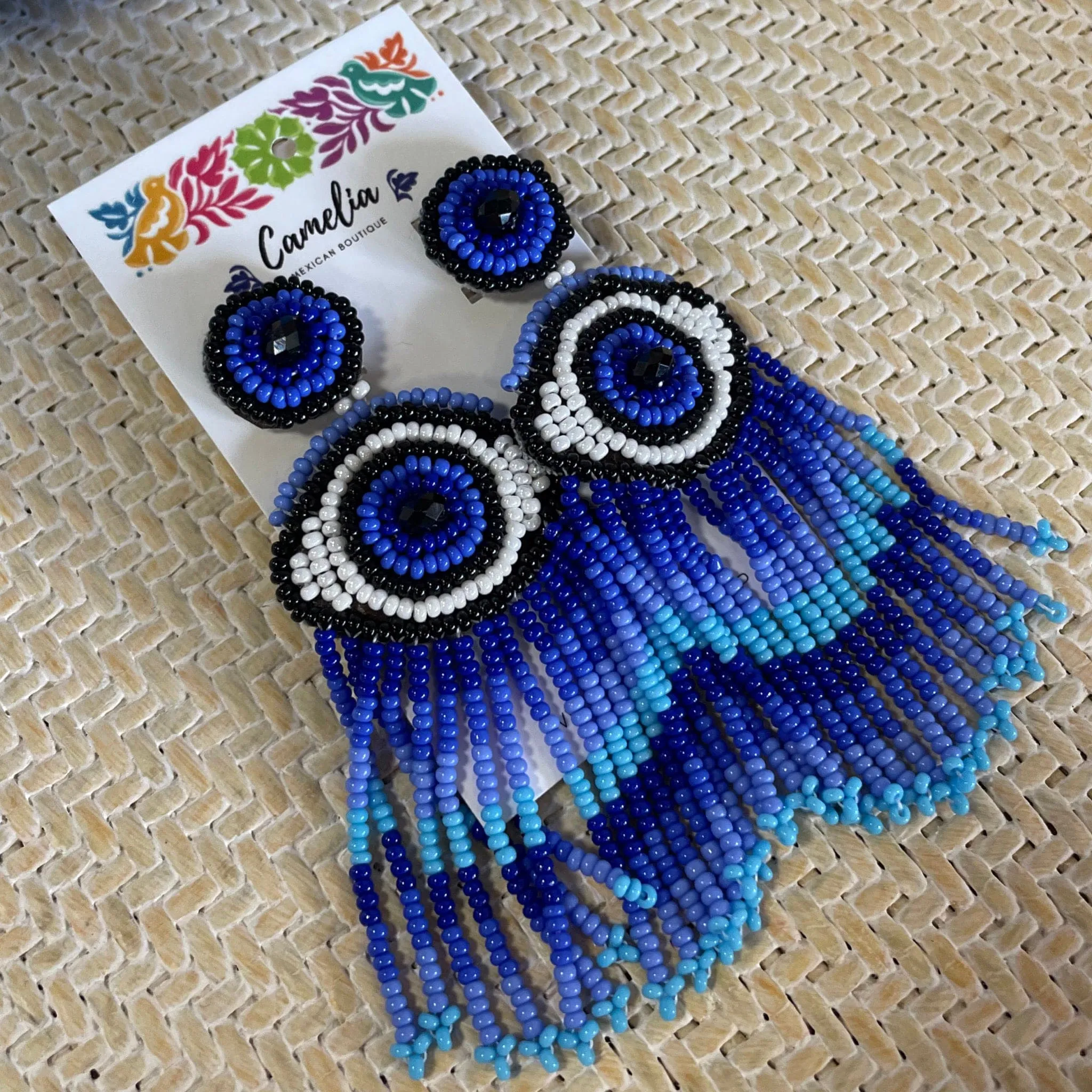 Evil Eye Huichol  Native American Earrings