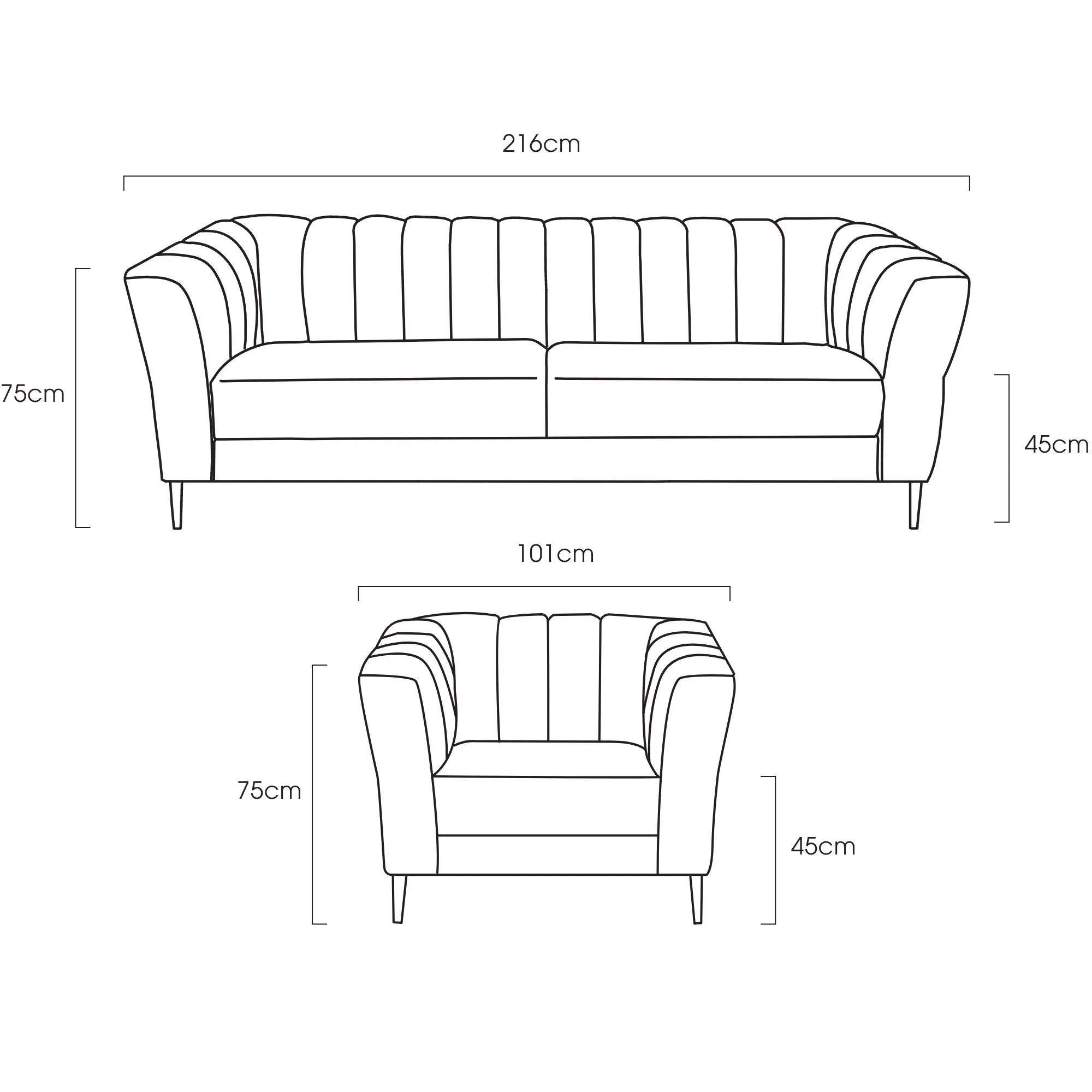 Fabian 3-Seat Sofa - Old Gold