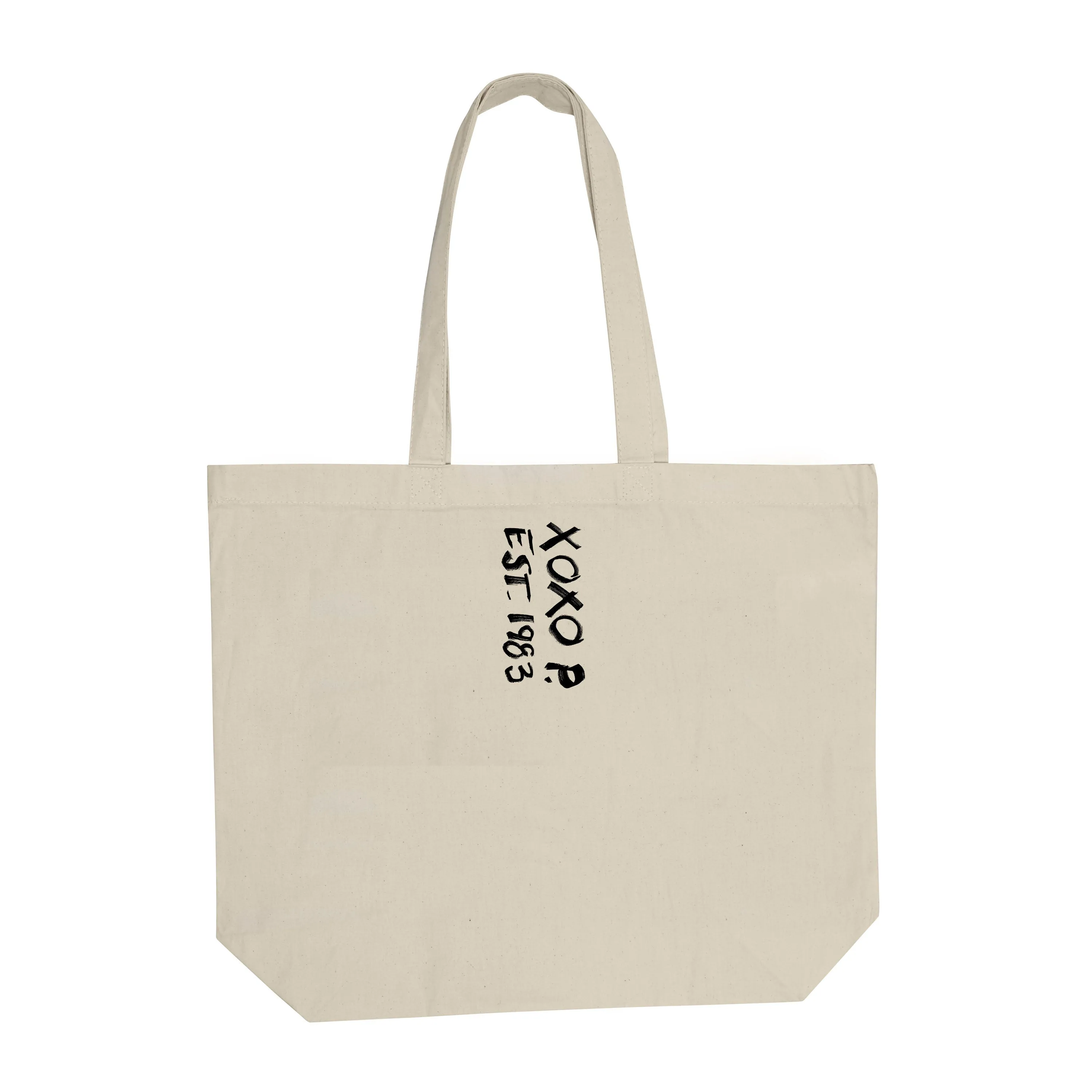 Fashion canvas tote-bag w/XOXO logo, beige