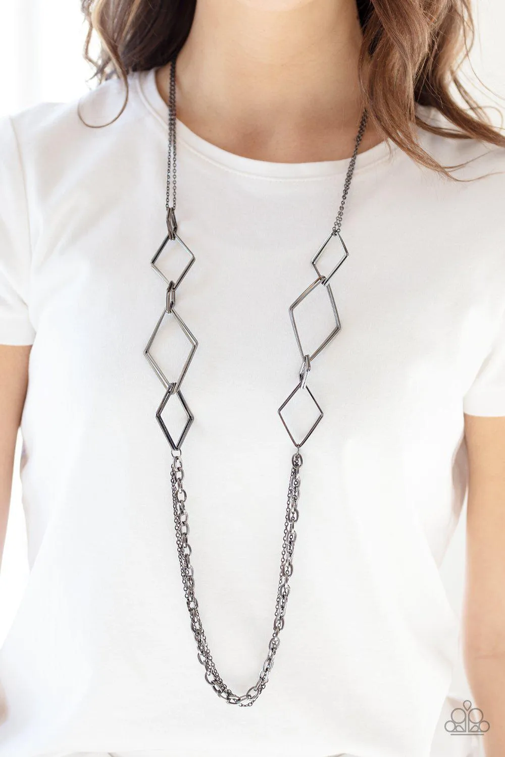 Fashion Fave Black Gunmetal Necklace - Paparazzi Accessories