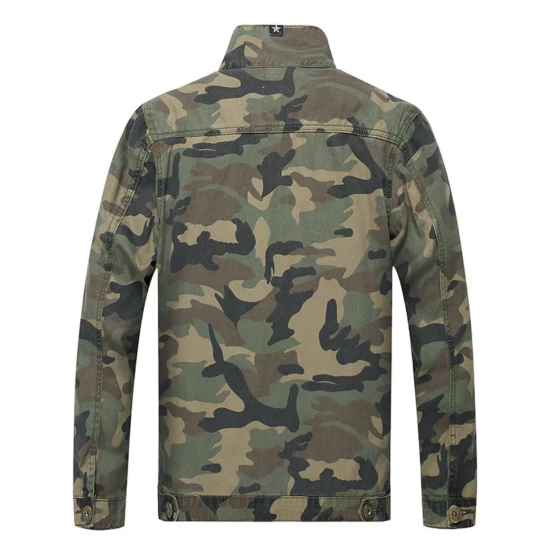 Fashion Slim Stretch Camouflage Black Men's Jacket