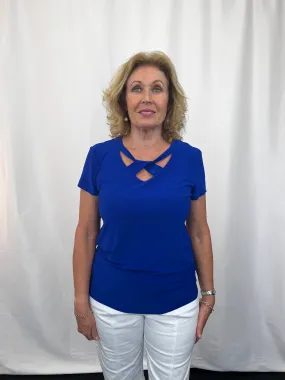 Forever Criss Cross Neck Top - Royal Sapphire 232144