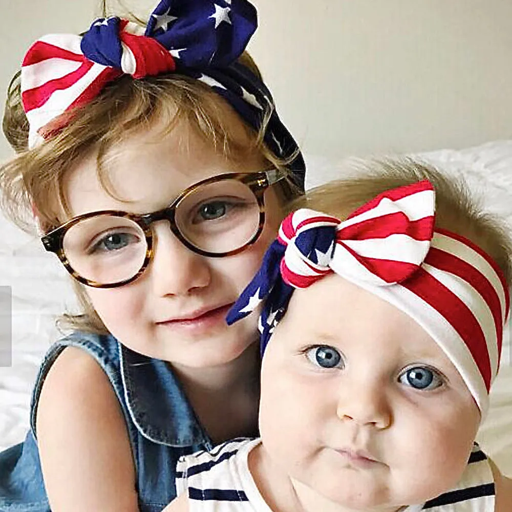 Girls American Flag Print Headbands