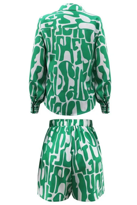 GlamRight- Green and White Fashion Short Set