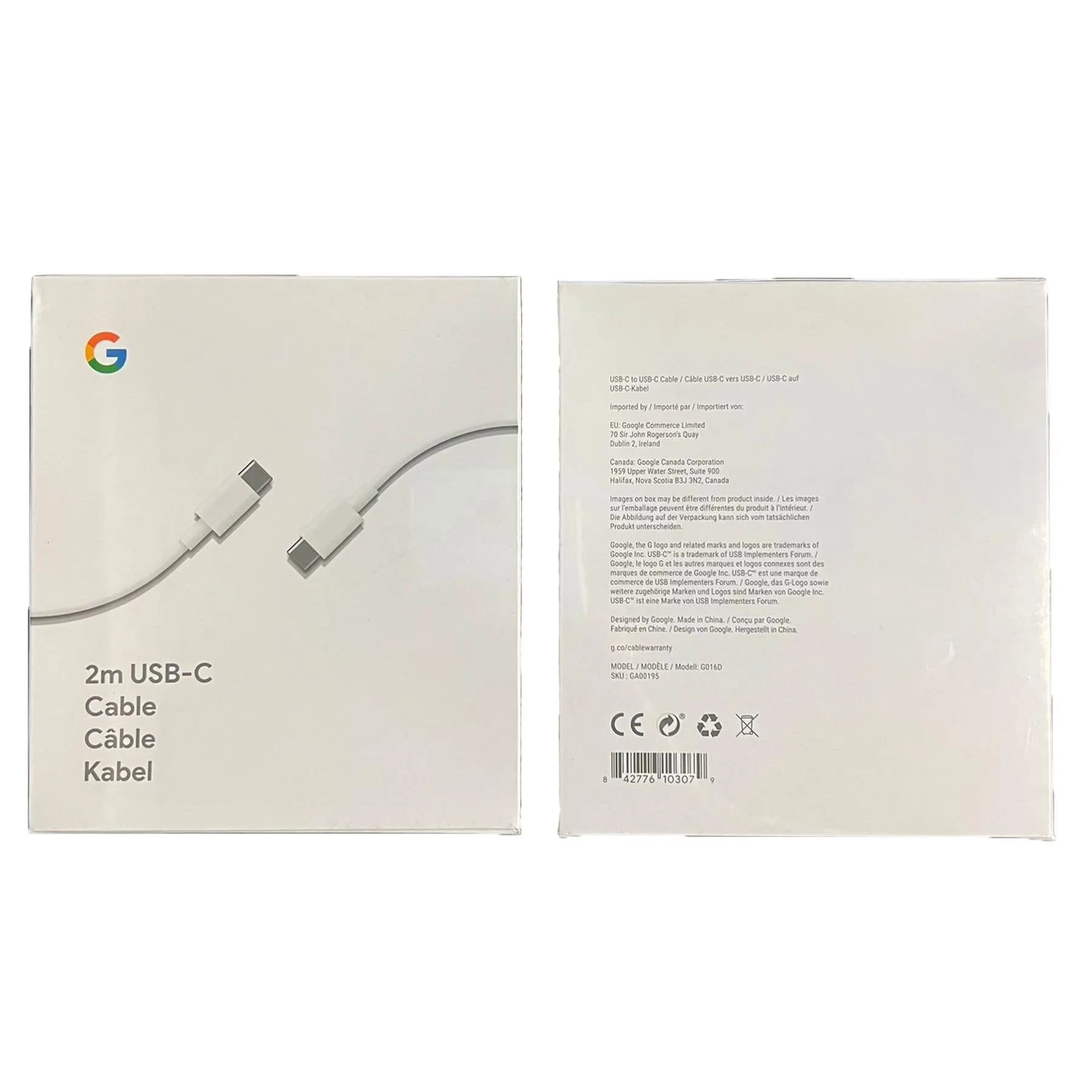 Google 2M USB C to C Charging Cable White - GA00195