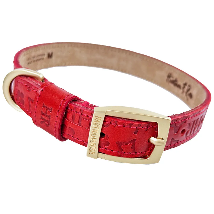 H&R Embossed Dog Collar in Tomato Red