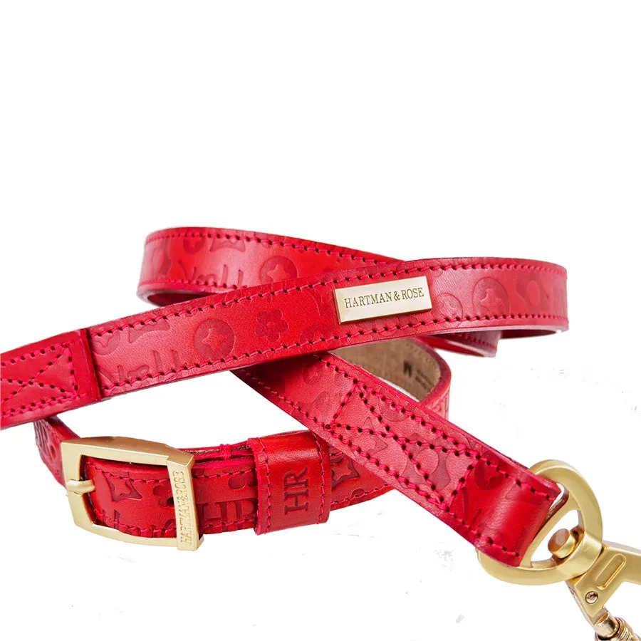 H&R Embossed Dog Collar in Tomato Red