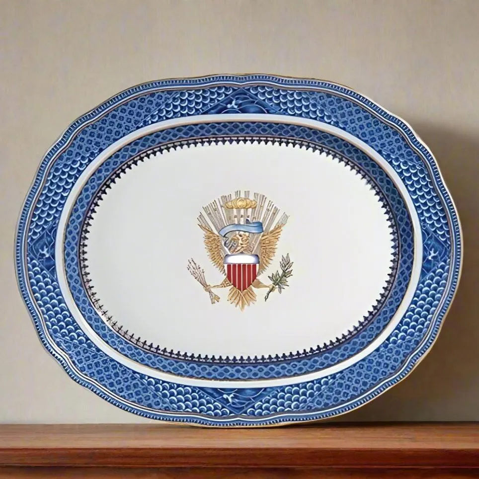 Indigo Wave Eagle Platter by Mottahedeh