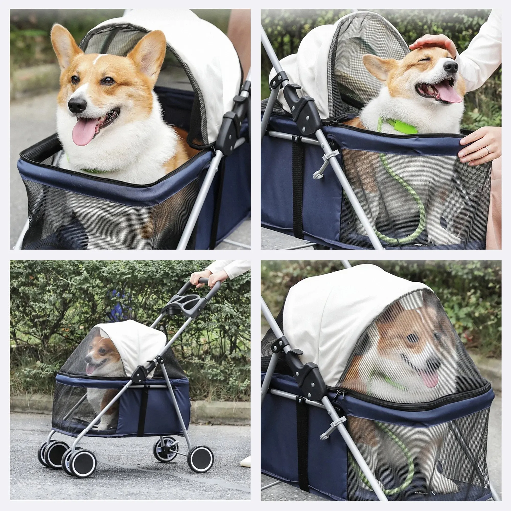 Luxury Fashion Pet Stroller Folds for Easy Storage