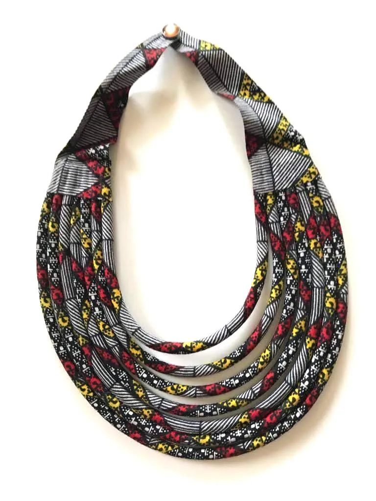 Makeba Multistrand African Fashion Wax Ankara Necklace - MB8