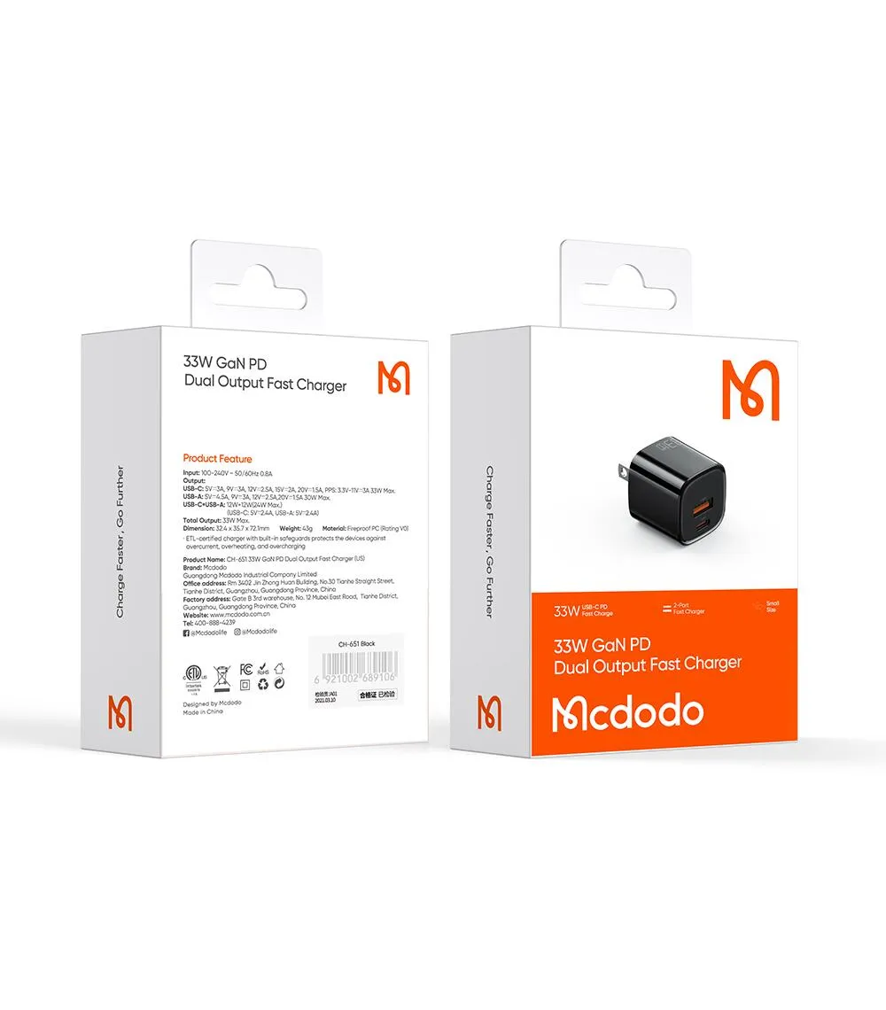 Mcdodo Nano Series C A 33W Fast Charger